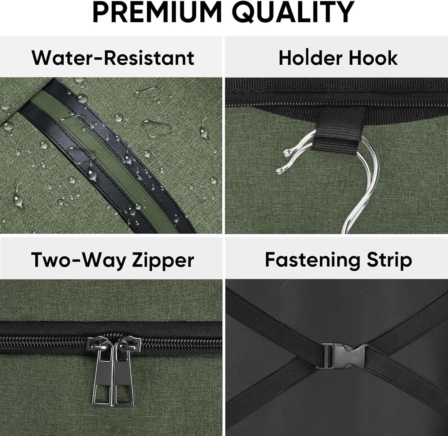 BALEINE Travel Garment Bag, Travel Suit Bag for Men, 42'' Waterproof Carry on Garment Bag for Hanging Clothes, Garment Duffel Bag for Travel Business (Green)