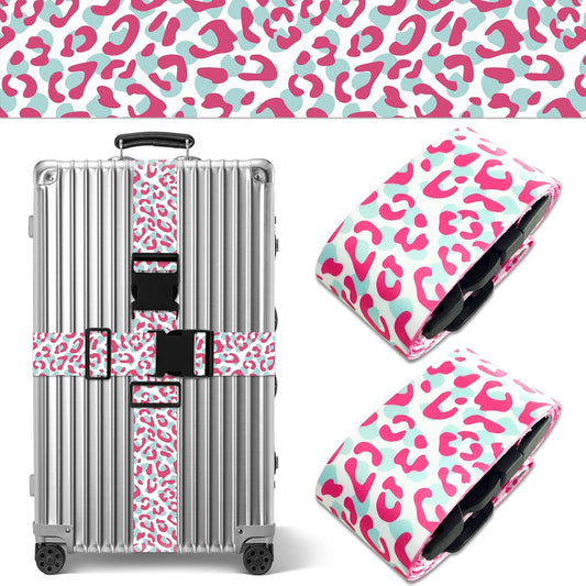 Pink Leopard Luggage Straps for Suitcases TSA Approved, Luggage Identifiers for Suitcase, Adjustable Suitcase Strap for Baggage Security with Cute Patten, Travel Necessary Accessories