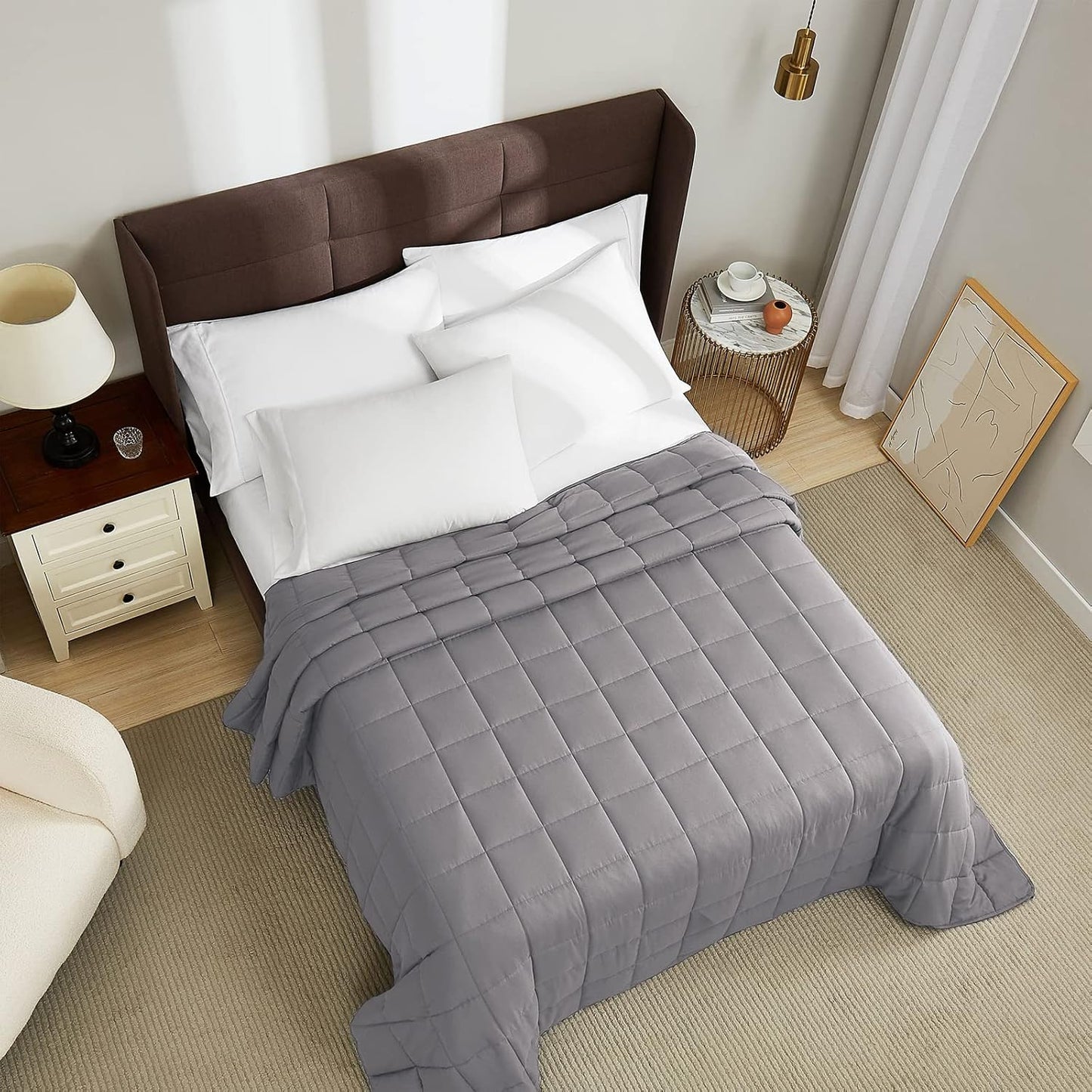 L'AGRATY Weighted Blanket - 88"x104" 25lbs Cooling Breathable Heavy Blanket Microfiber Material with Glass Beads for Adult All-Season Summer Fall Winter Soft Thick Comfort