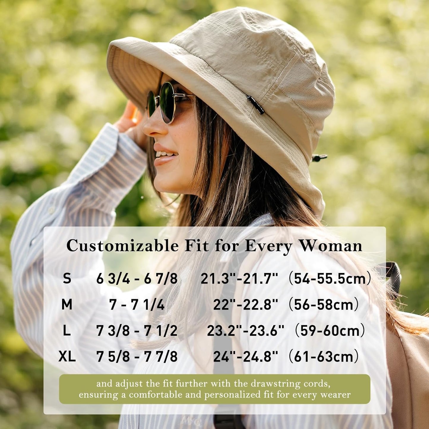 TOP-EX XL/XXL Women’s Wide Brim Bucket Sun Hat with Ponytail Hole UPF 50 Summer Packable Sunhat for Travel Beach Outdoor