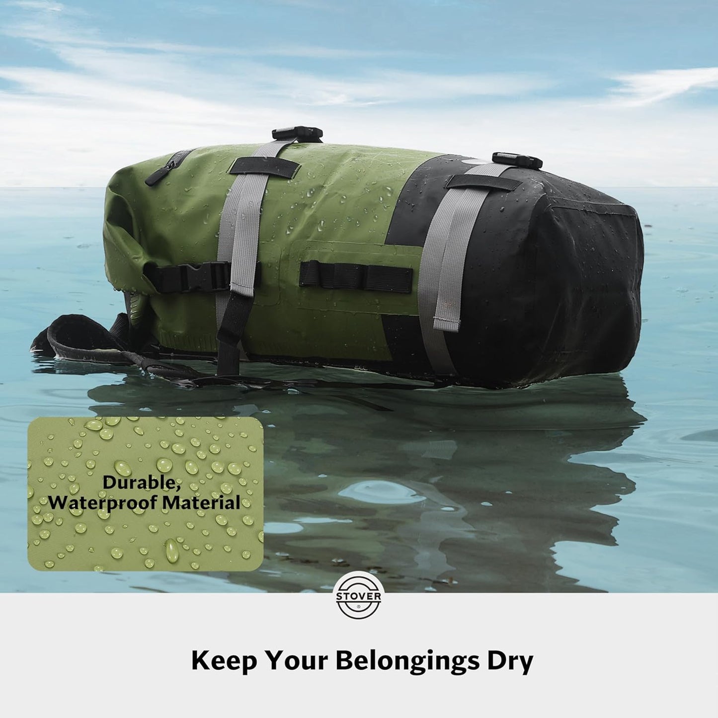 STOVER 5/10/25/30/40/55L Waterproof Backpack- Floating Dry Bag for Kayaking, Travel, Beach, Hiking, & Camping, Men/Women