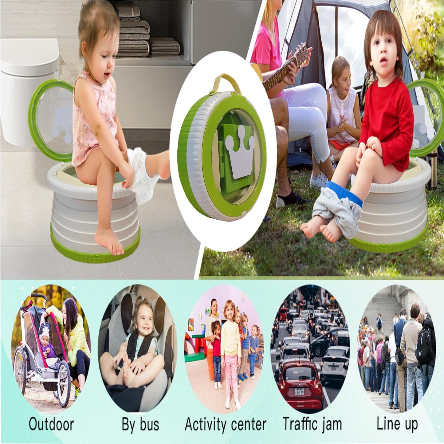 SunnySmile Portable Toilet for Kids,Portable Potty Seat for Toddler Travel,Travel Potty with Travel Bag, Applicable to Camping, Indoor/Outdoor Use, Includes 75 Replacement Bags