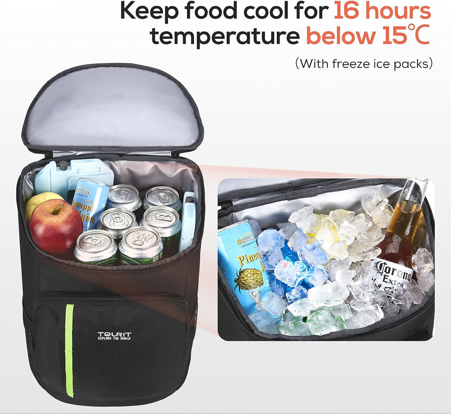 TOURIT Cooler Backpack 30 Cans Lightweight Insulated Backpack Cooler Leak-Proof for Men and Women