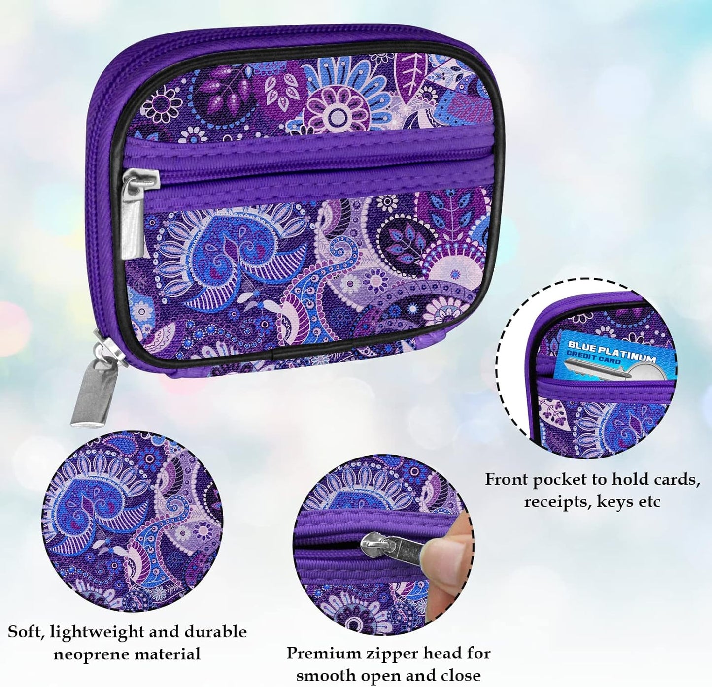 Serfeymi Weekly Travel Pill Organizer Pill Case for Purse with Removable 7 Day Pill Box, Fashionable Travel Medicine Organizer Pill Container for Medicine, Vitamin, Supplement - Black 01 + Purple 01