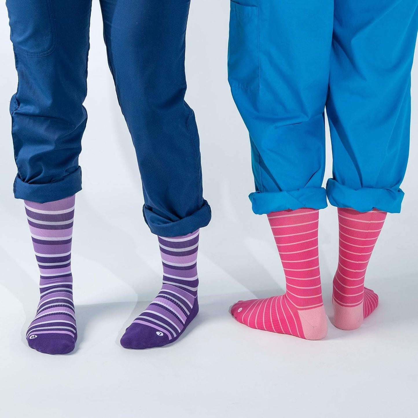 Medical Grade Compression Socks for Men & Women 15-20 mmHg by OrthoSleeve (Purple w/Stripes, Large)