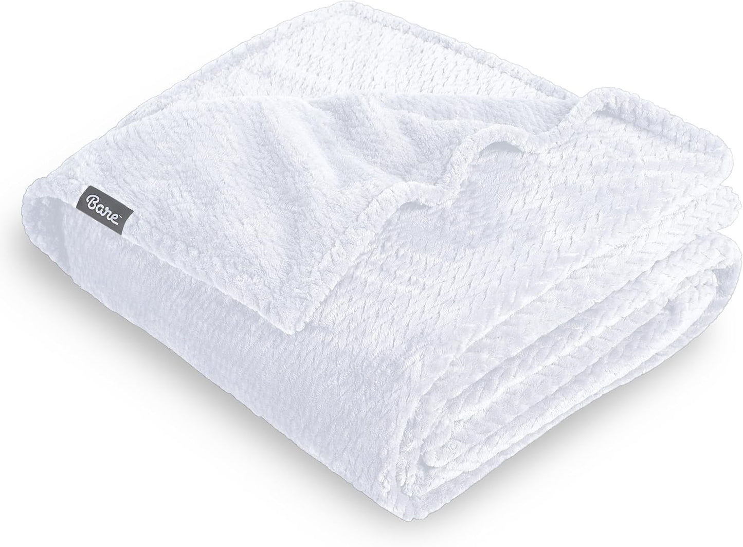 Bare Home Textured Fleece Blanket - Throw/Travel - Ultra-Soft Lightweight for Bed, Sofa, and Couch - Luxury Microplush - Cozy Warm Blanket (Throw/Travel, Chevron White)