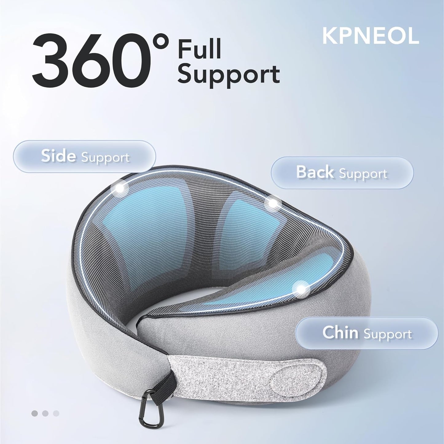 Travel Pillow, 100% Pure Memory Foam Travel Neck Pillow Airplane Neck Support Ergonomic Design for Traveling Suitable for Airplanes,Offices and Cars-Grey