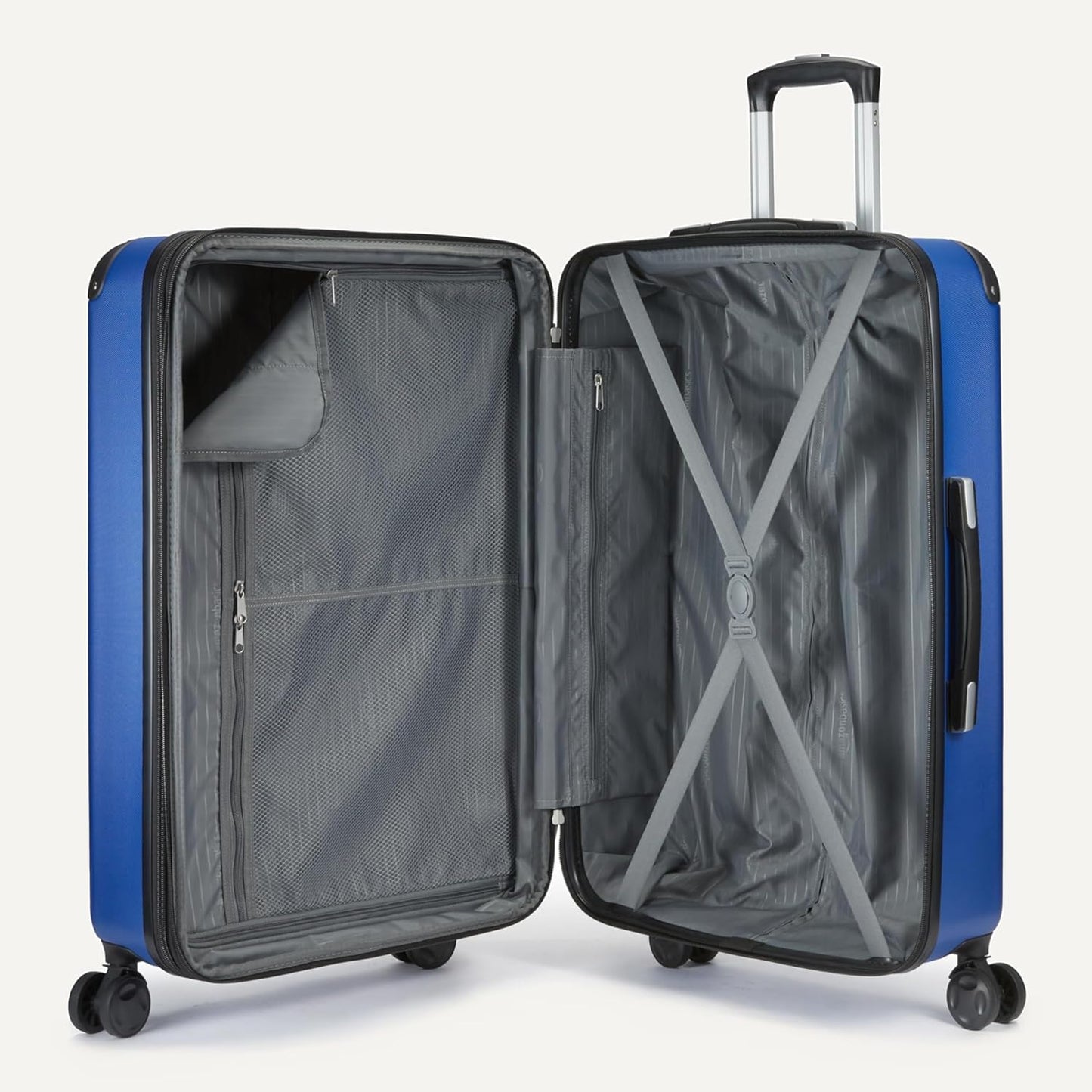 Amazon Basics 3-Piece Luggage Set, Including One Carry-On Luggage (22" Expandable Hardside Suitcase With 8 Spinner Wheels), One 15-inch Tote Bag, and One 10-inch Compact Travel Bag, Navy Blue