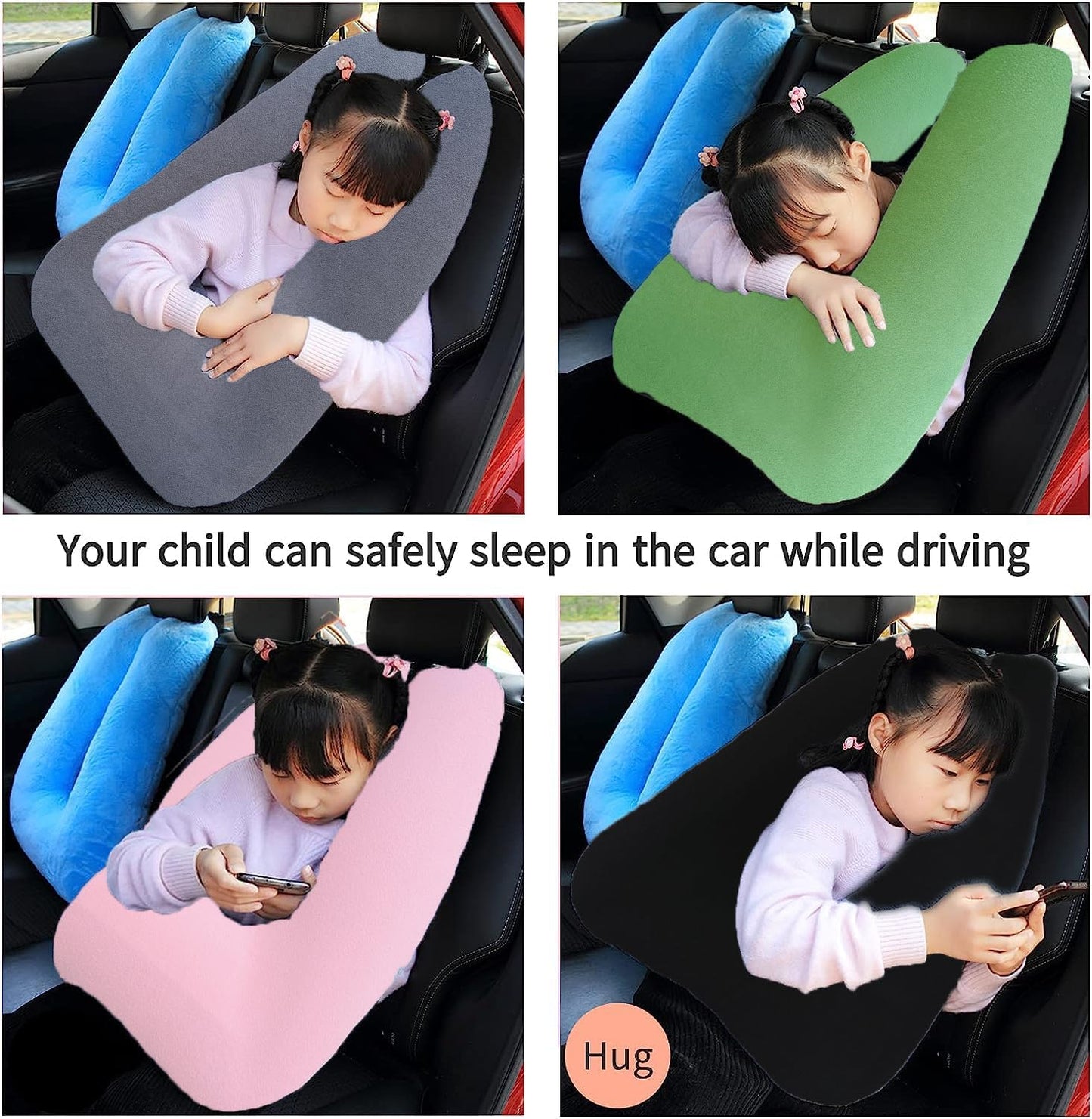 Travel Pillow Car Pillow Kid Car Sleeping The Sleeping Aid for Adults and Kids on Road Trips Sponge Kids Travel Pillow Provides Body and Head Support Sage Green