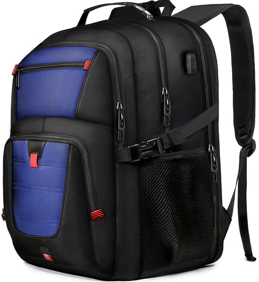 Z-MGKISS Large Travel Backpack for Men, TSA Flight Approved Business Backpack, USB Computer Bagpack Fits 17.3 Inch Laptop, Blue