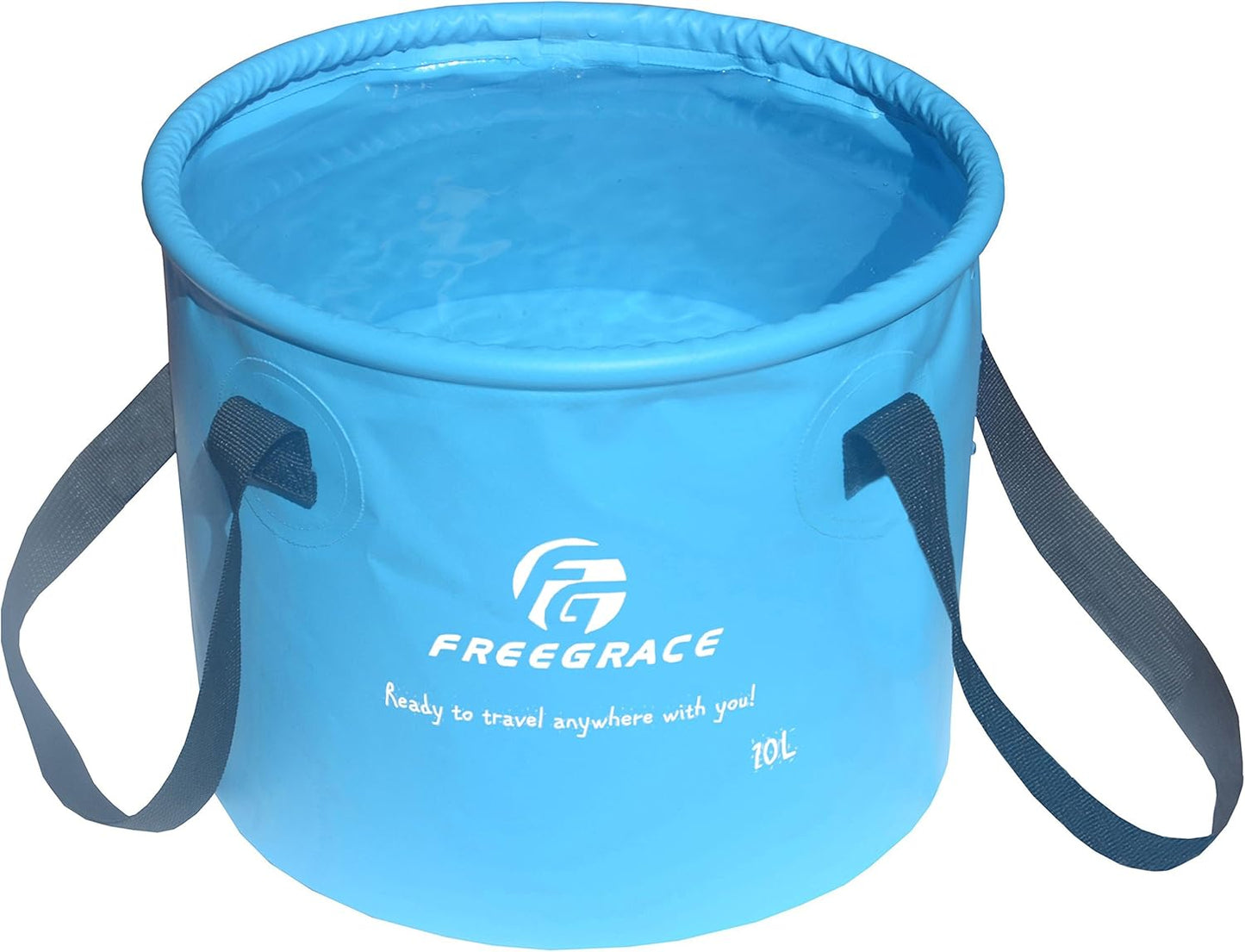 Premium Collapsible Bucket by Freegrace - Compact Portable Folding Water Container - Lightweight & Durable - Includes Handy Tool Mesh Pocket
