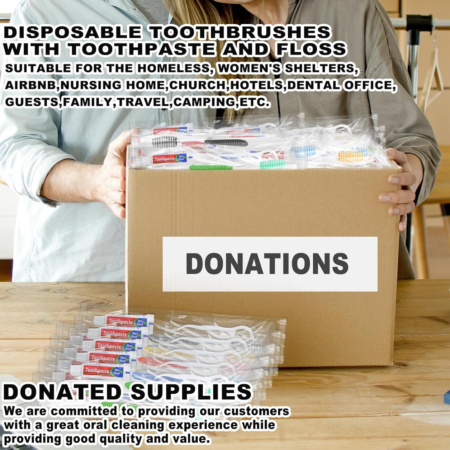 Disposable Toothbrushes with Toothpaste and Floss,10pcs Single Use Individually Wrapped Disposable Travel Toothbrushes and Dental Floss Kit Bulk for Homeless,Airbnb,Dentist,Hotel(5 Colors)
