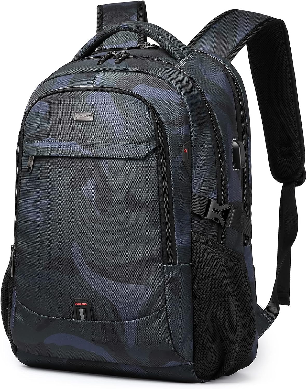DUSLANG 17 Inch Travel Laptop Backpack Water Resistant Hiking Backpack for Men Laptop Bag with USB Charging Port,Camouflage green