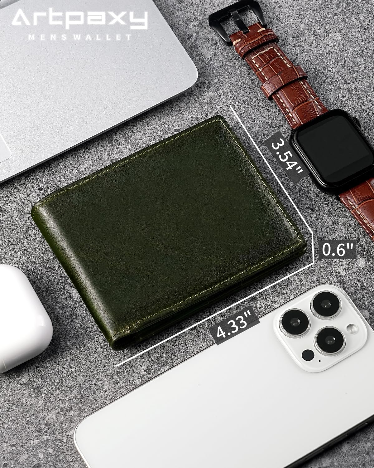 Mens Wallet Bifold Genuine Leather RFID Blocking Wallet for Men with 1 ID Windows 13 Card Holders 2 cash pockets 1 Gift Box