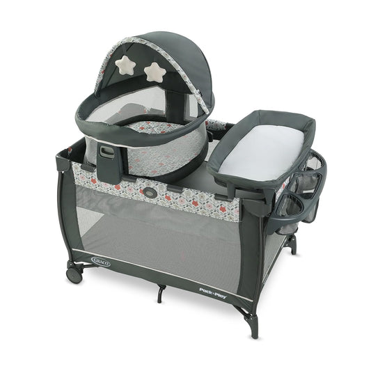 Graco Pack ’n Play Travel Dome LX Playard – Raised Portable Bassinet, UV‑50 Canopy, Changer & Storage, Annie
