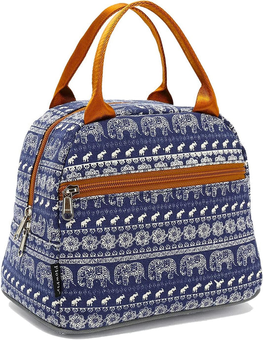 FlowFly Insulated Lunch Cooler Bag - Tote Bag Organizer for Women/Men, Elephant