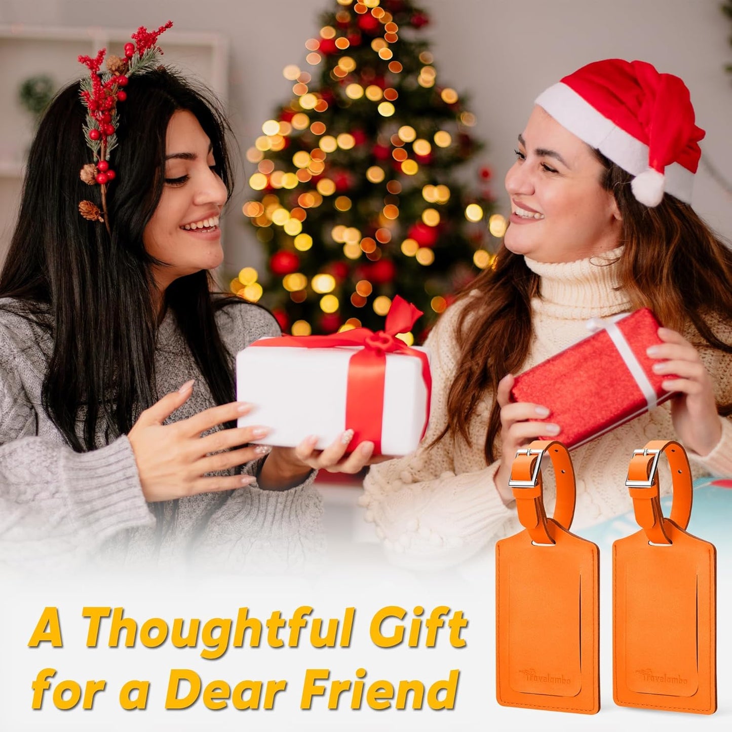 Travelambo Luggage Tags for Suitcases Faux Leather Privacy Protection 20 Pack Bag Tags Travel Accessories Essential, Hot Orange