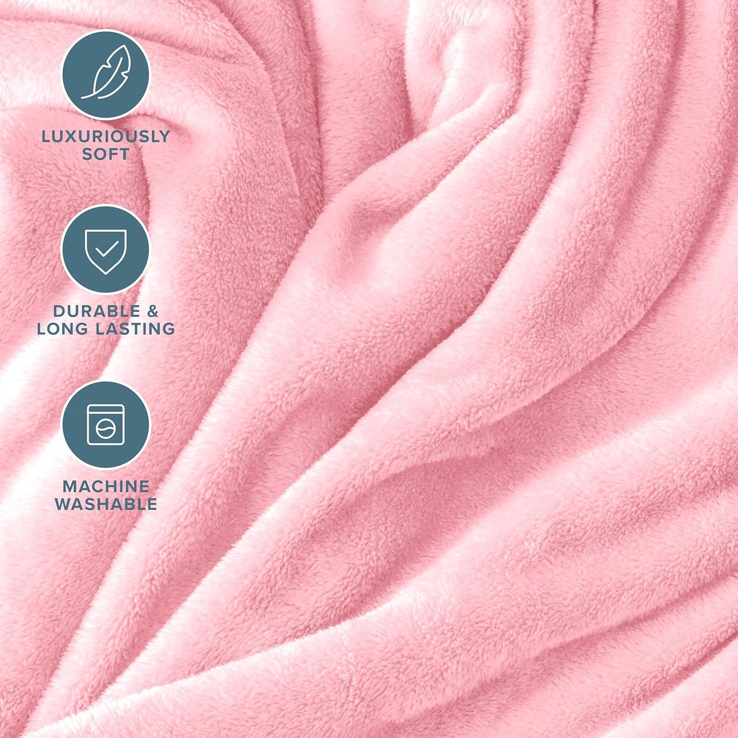 Bare Home Fleece Blanket - Full/Queen - Ultra-Soft Lightweight for Bed, Sofa, and Couch - Luxury Microplush - Cozy Warm Blanket (Full/Queen, Light Pink)