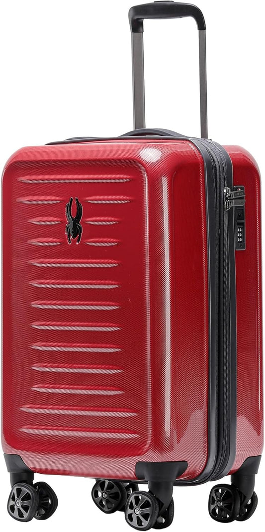 Spyder Rails 20 Inch Expandable Hardside Upright Suitcase with 360° Spinner Wheels, TSA Approved Lock, Red
