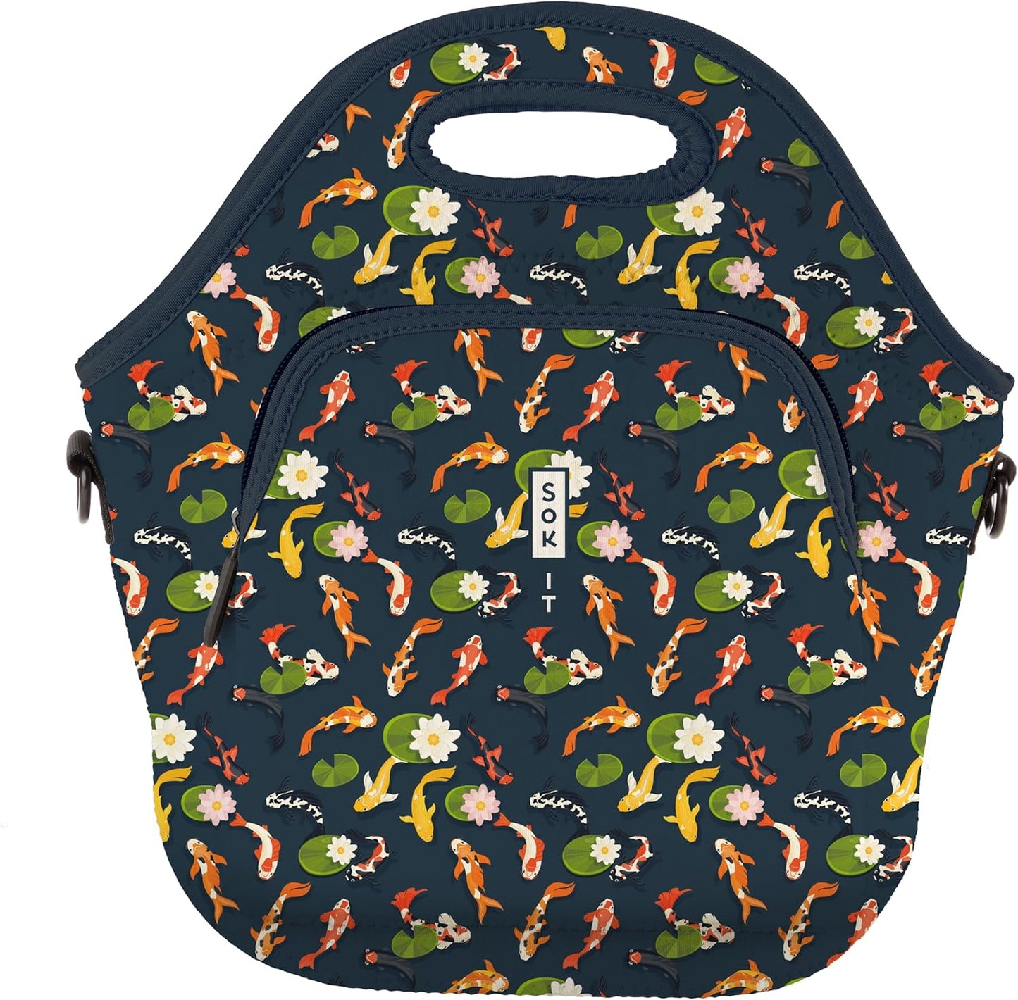Sok It LunchTote Zippered Bag Insulated Neoprene Caddy (Koi Garden, X-Large 6.5 Quart Lunch Tote)