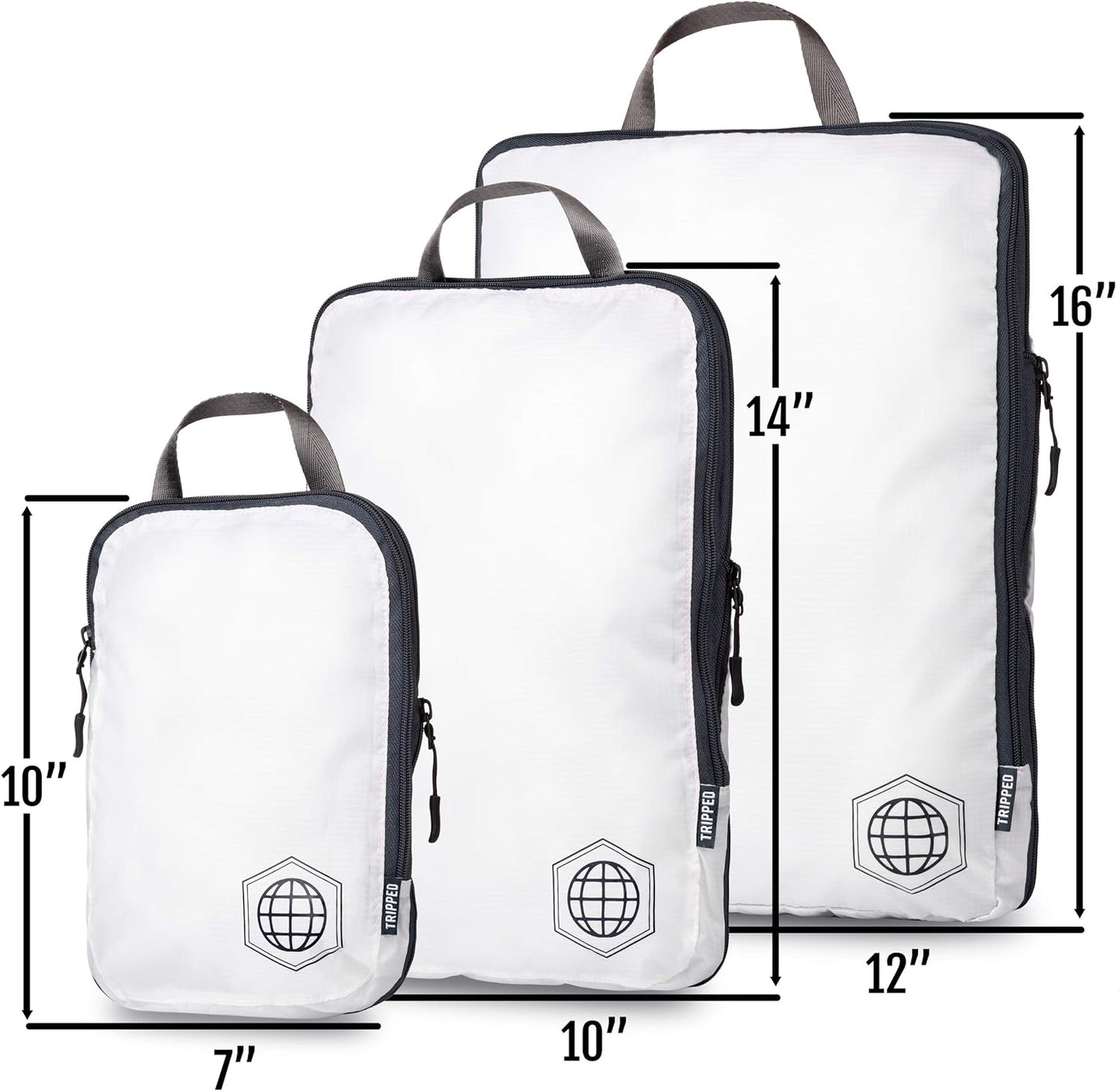 Extra Large Compression Packing Cube 6 Piece Set for Travel and Check Luggage by TRIPPED Travel Gear