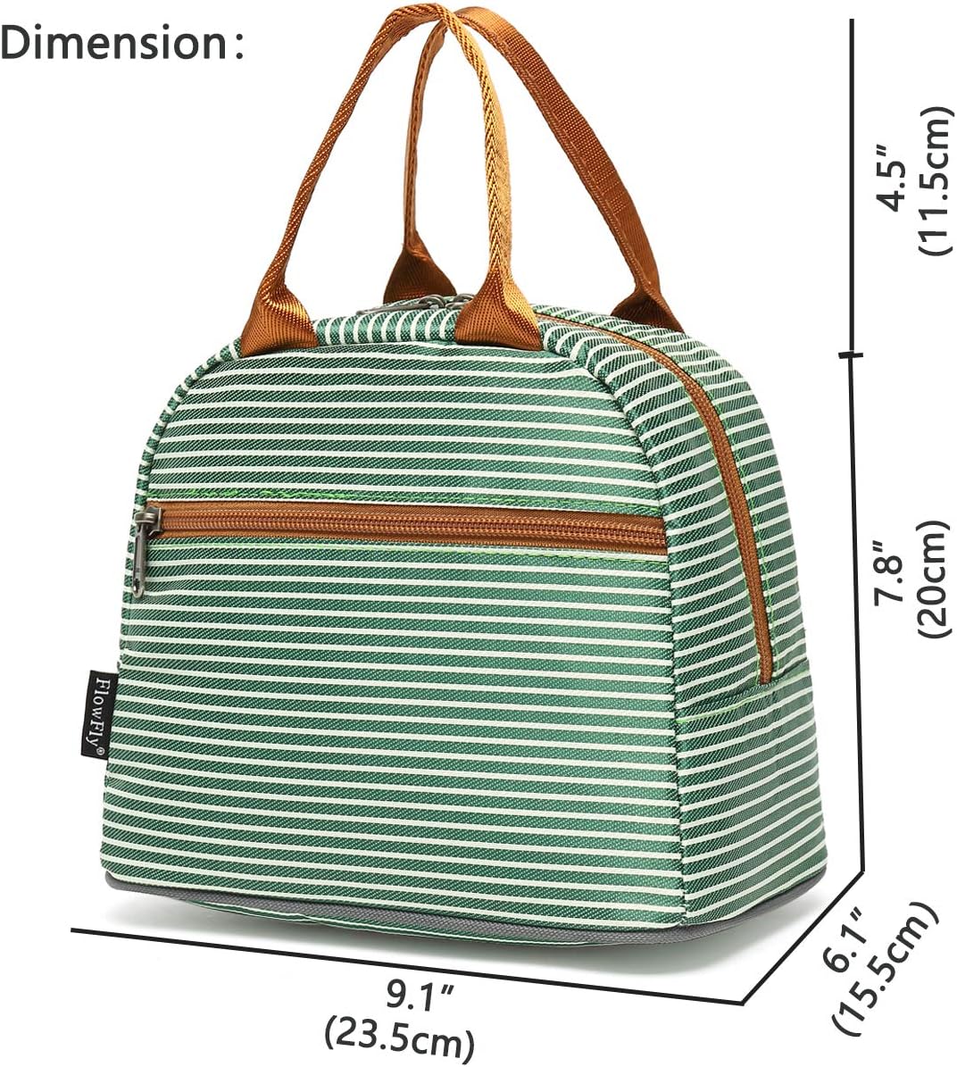 FlowFly Insulated Lunch Cooler Bag - Tote Bag Organizer for Women/Men, Green