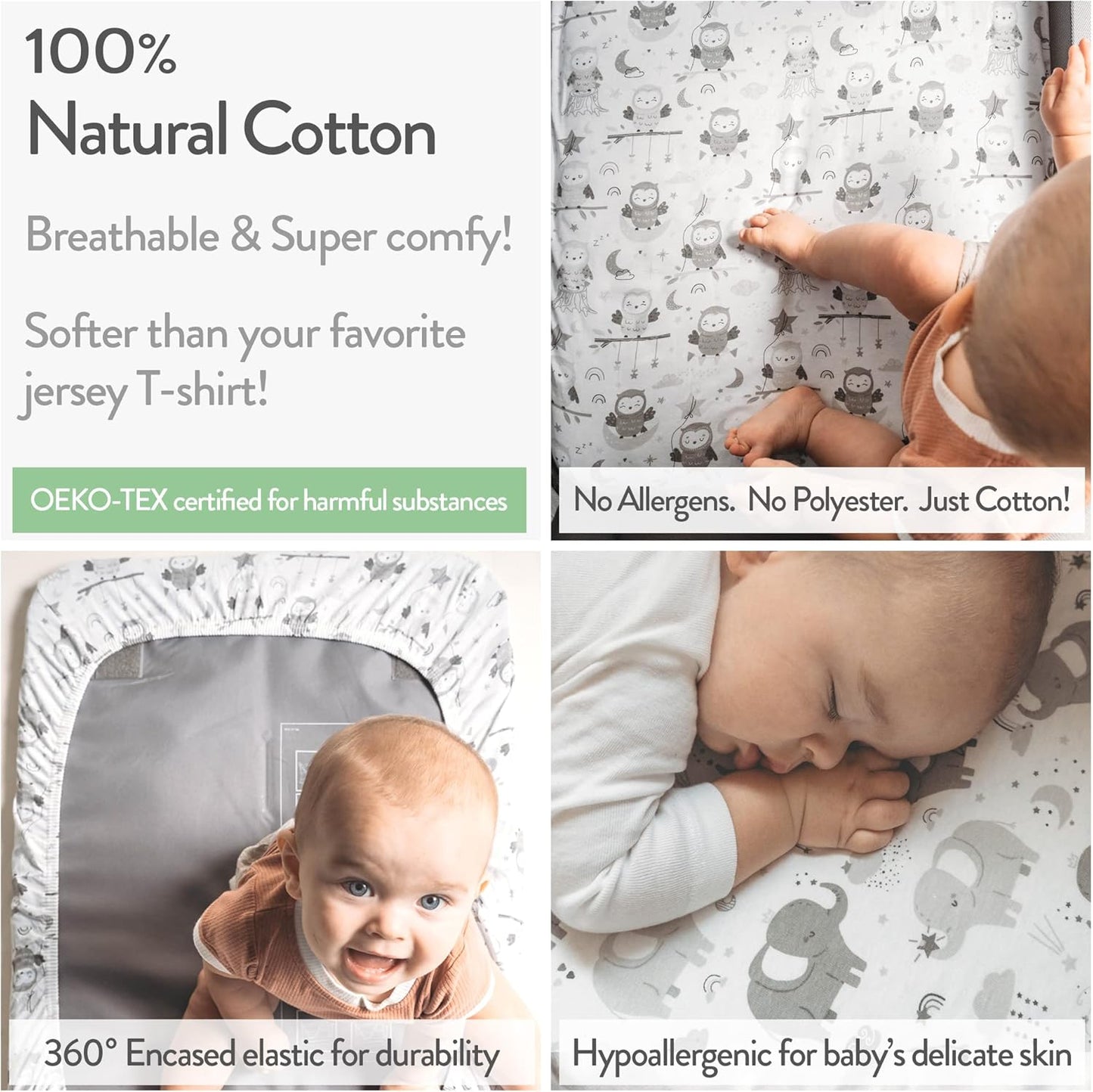 Pack and Play Sheets Fitted – Compatible with Graco Pack n Play Playard Crib and Other 27 x 39 Inch Playpen Mattress – Snuggly Soft 100% Jersey Cotton – 2 Pack Play Yard Sheet Set for Boys & Girls