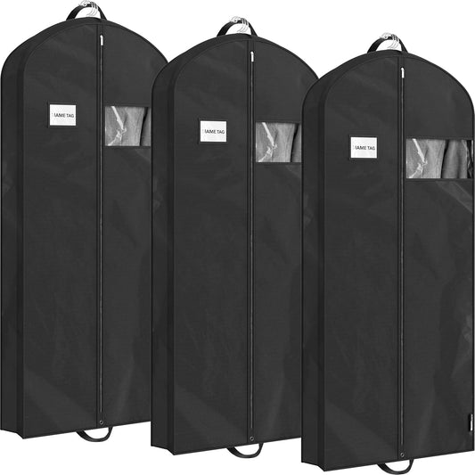 Simple Houseware 60-Inch Travel Garment Bag, Non-Woven, Black, 3 Pack