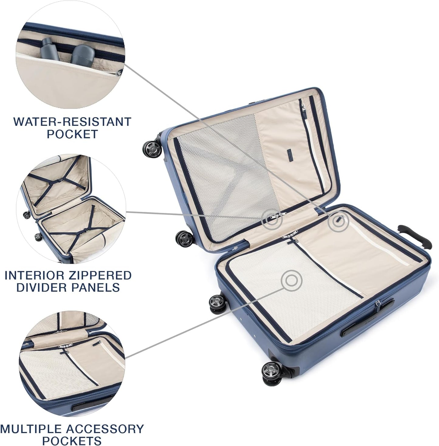 Travelpro Platinum Elite Hardside Expandable Checked Luggage, 8 Wheel Spinner, TSA Lock, Hard Shell Polycarbonate Suitcase, Dark Sky Blue, Checked Medium 25-Inch