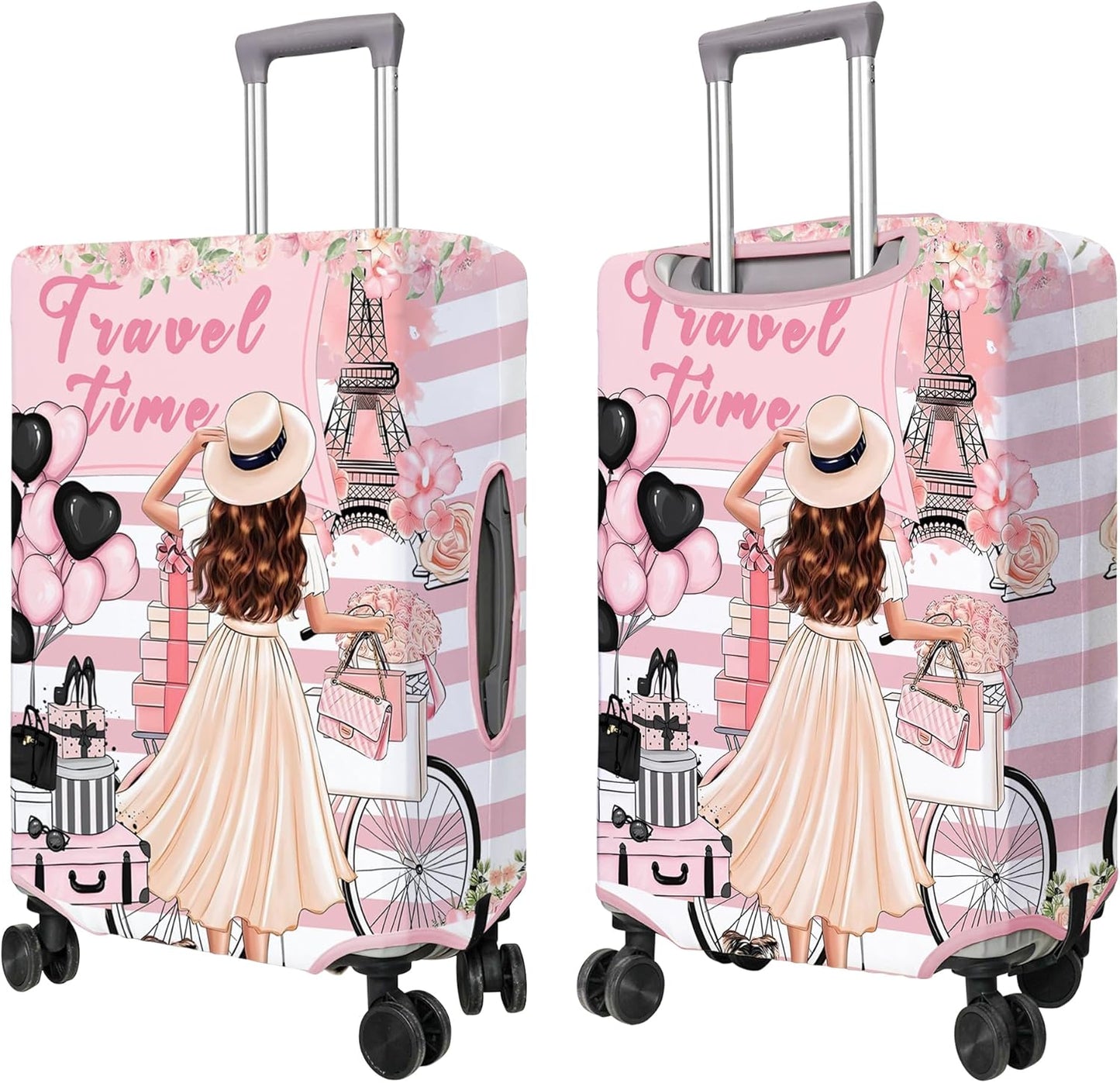 Travel Luggage Cover Suitcase Protector Fits 18-32 Inch Wheel Covers PatternedTravel Related Items Flower Luggage Protector Elastic XL