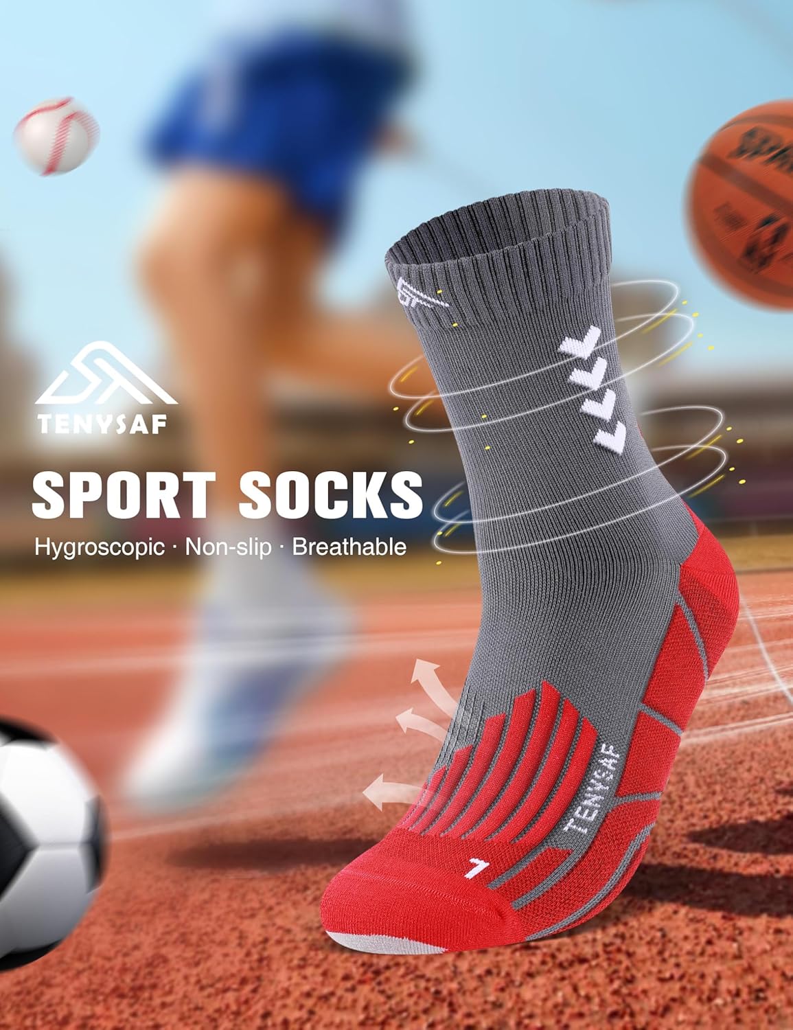 Compression Crew Running Socks: Athletic Socks for Men Women with Cushion,3 Pairs Work Hiking Basketball Sport Socks