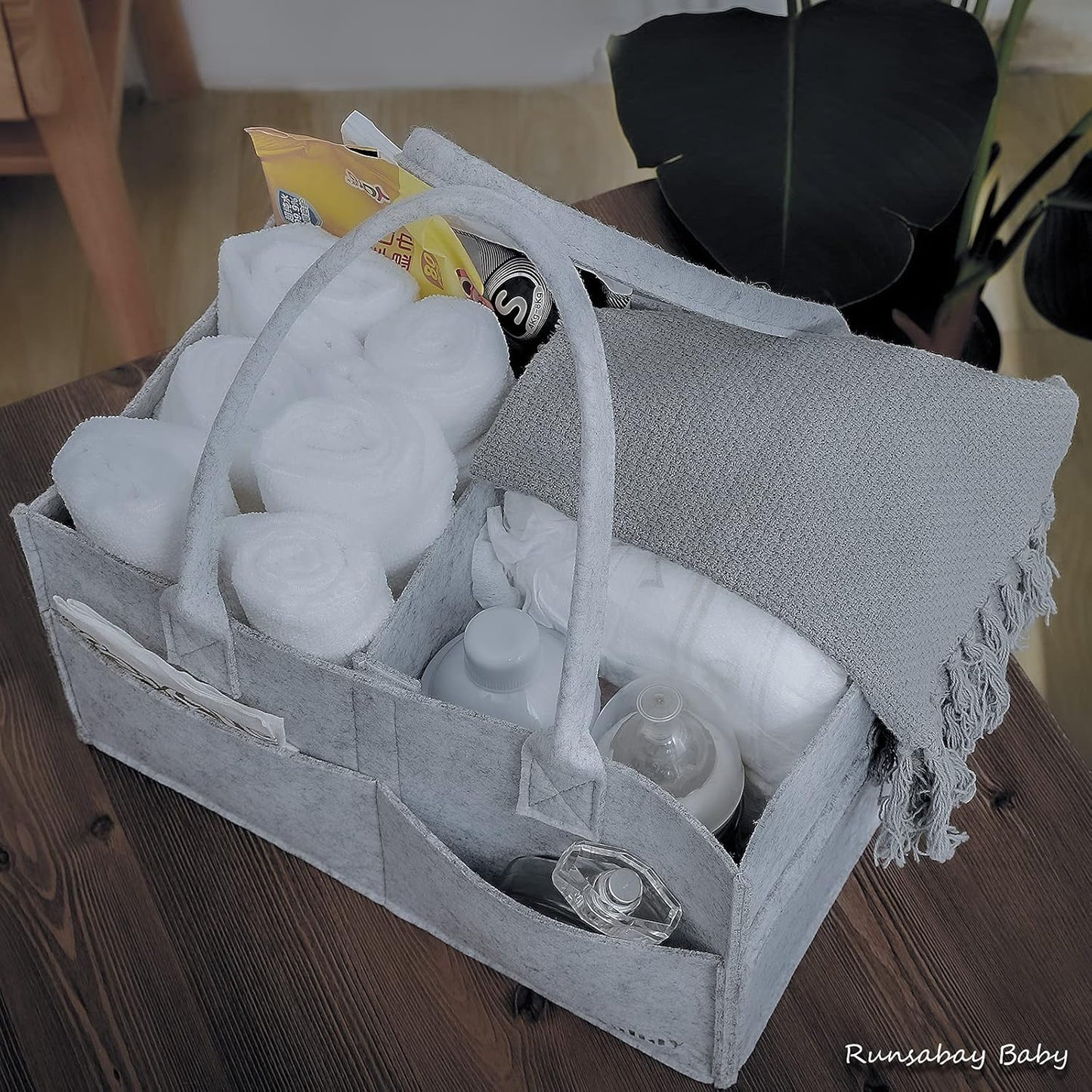 Baby Diaper Caddy Organizer, Portable Baby Essentials Storage Basket Bin for Changing Table,Car Shower Basket for Newborn Boy and Girl, Best Shower Gift for New Mom