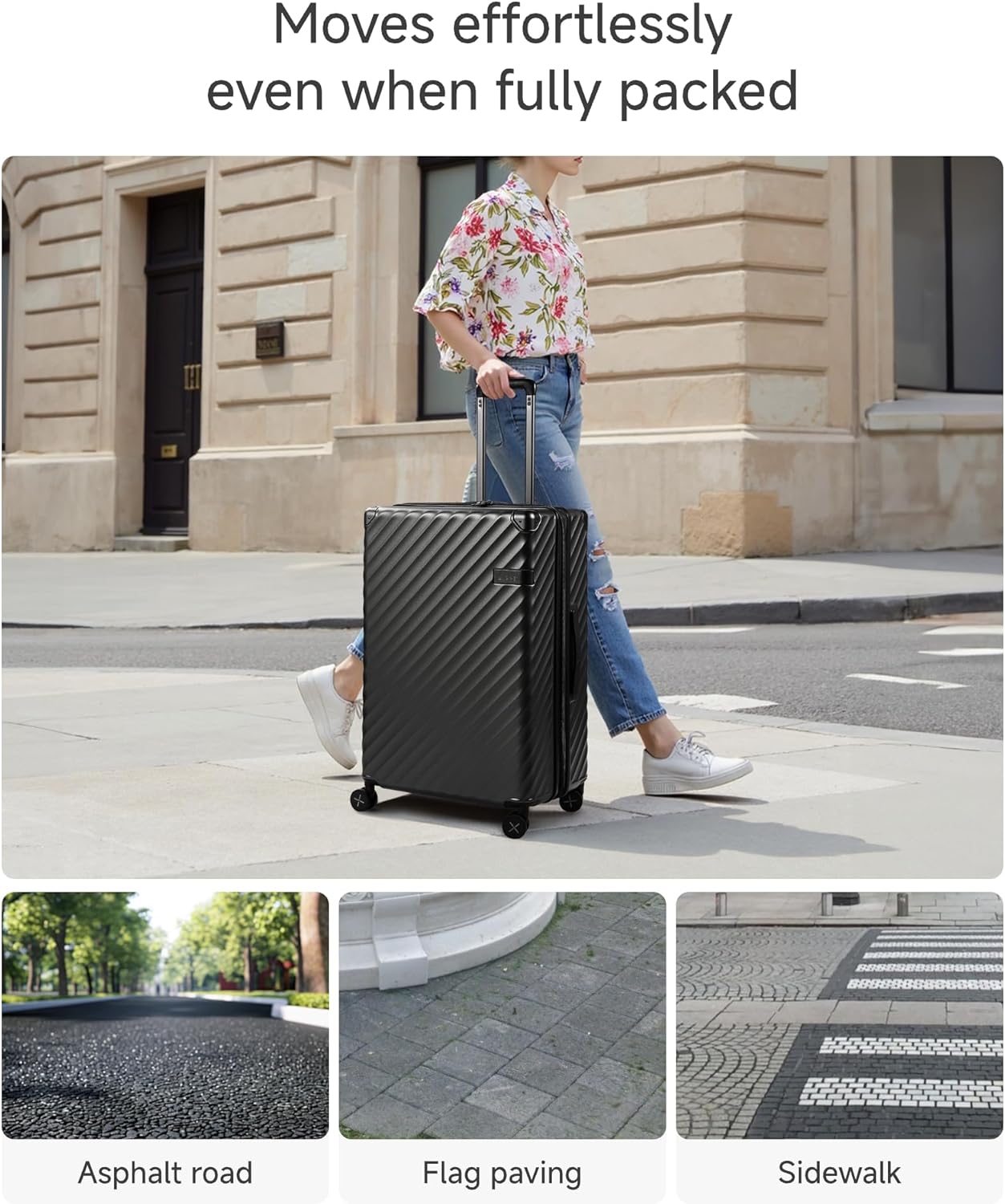 LUGGEX Luggage with Spinner Wheels, Polycarbonate Expandable Hard Shell Suitcase, 2 Piece Set, Charcoal Metallic