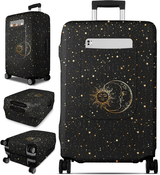 Slohif Luggage Cover for Suitcase Tsa Approved Protector - Luggage Sleeve Large Suit Case Cover Travel Stretch Baggage Case Protective Washable Fit 24-27 Inch Sun M
