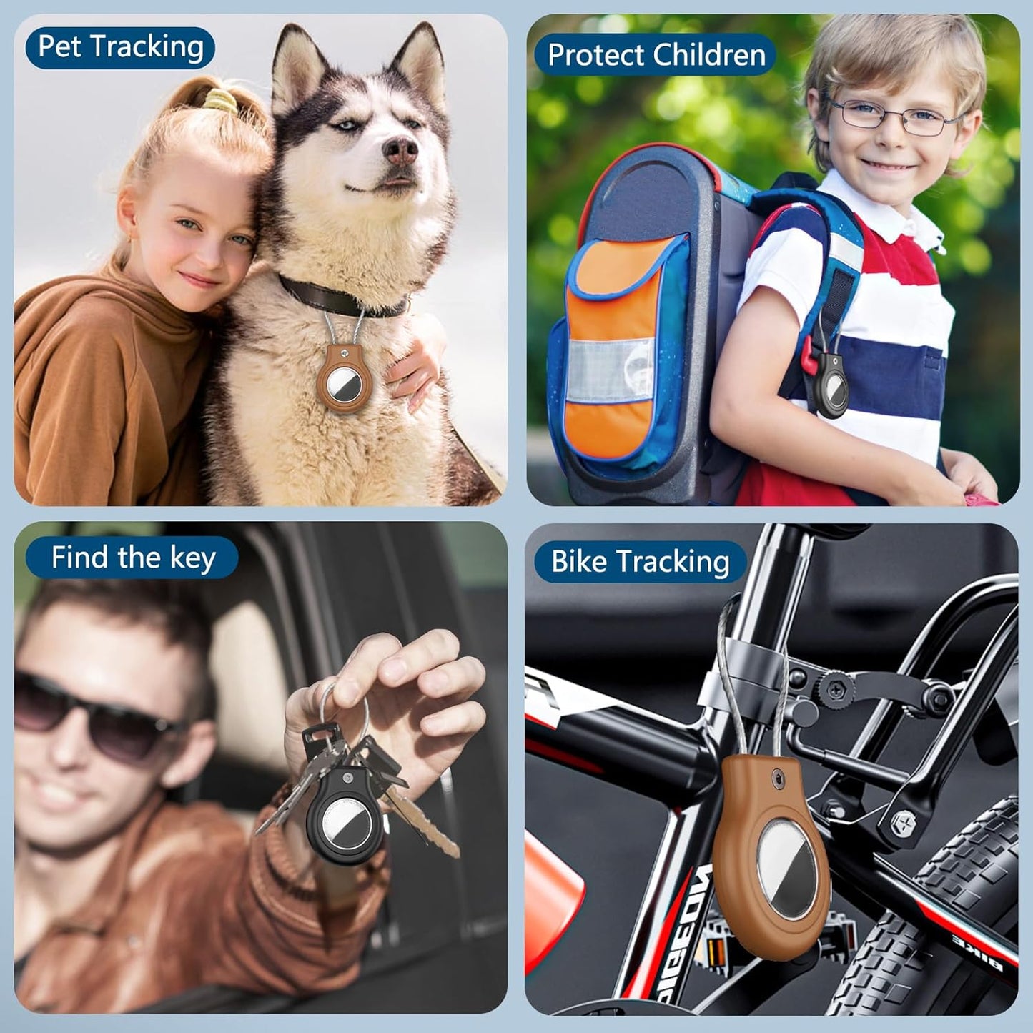Waterproof Airtag Holder,2 Pack Airtag Case with Secure Lock,Airtags Keychain for Apple Air tag,Anti-Lost Protective Case Air tag Accessories for GPS Item Finder Tracker Luggage,Key,Pet-Black/Brown