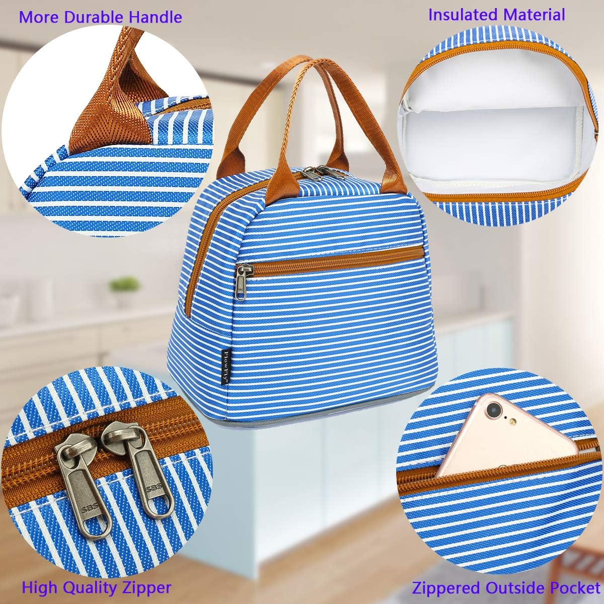 FlowFly Insulated Lunch Cooler Bag - Tote Bag Organizer for Women/Men, Royal