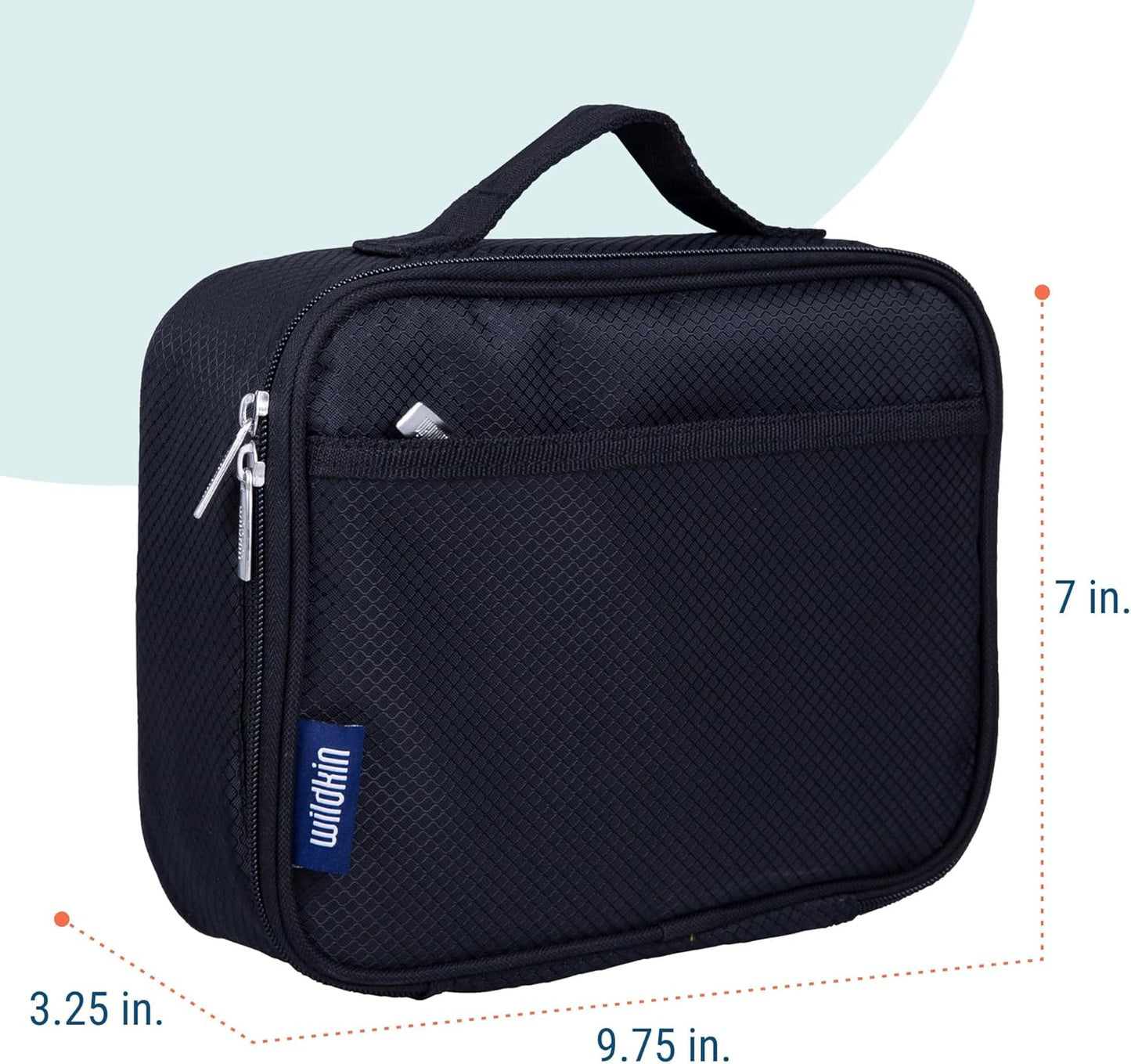 Wildkin Kids Insulated Lunch Box – Durable and Reusable for School & Travel - Rip-Stop Black