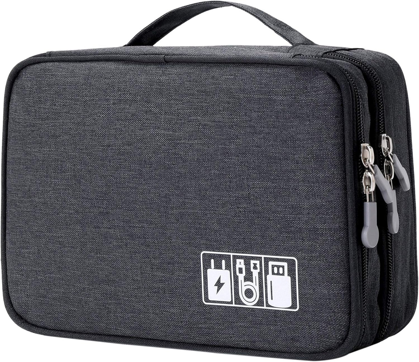 MIRLEWAIY Travel Cords Organizer Case Double-Layer Electronic Accessories Carrying Bag for Charger Cables Adapter USB Sticks Leads Memory Cards, Black