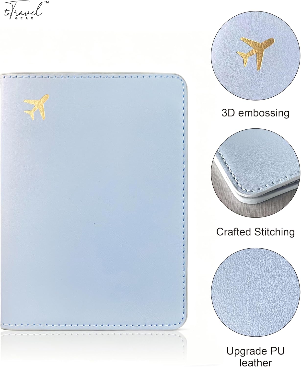 Passport Holder for Travel Essentials,RFID Blocking Passport Cover Case for Travel Accessories,Travel Wallet for Women Men (Light Blue)