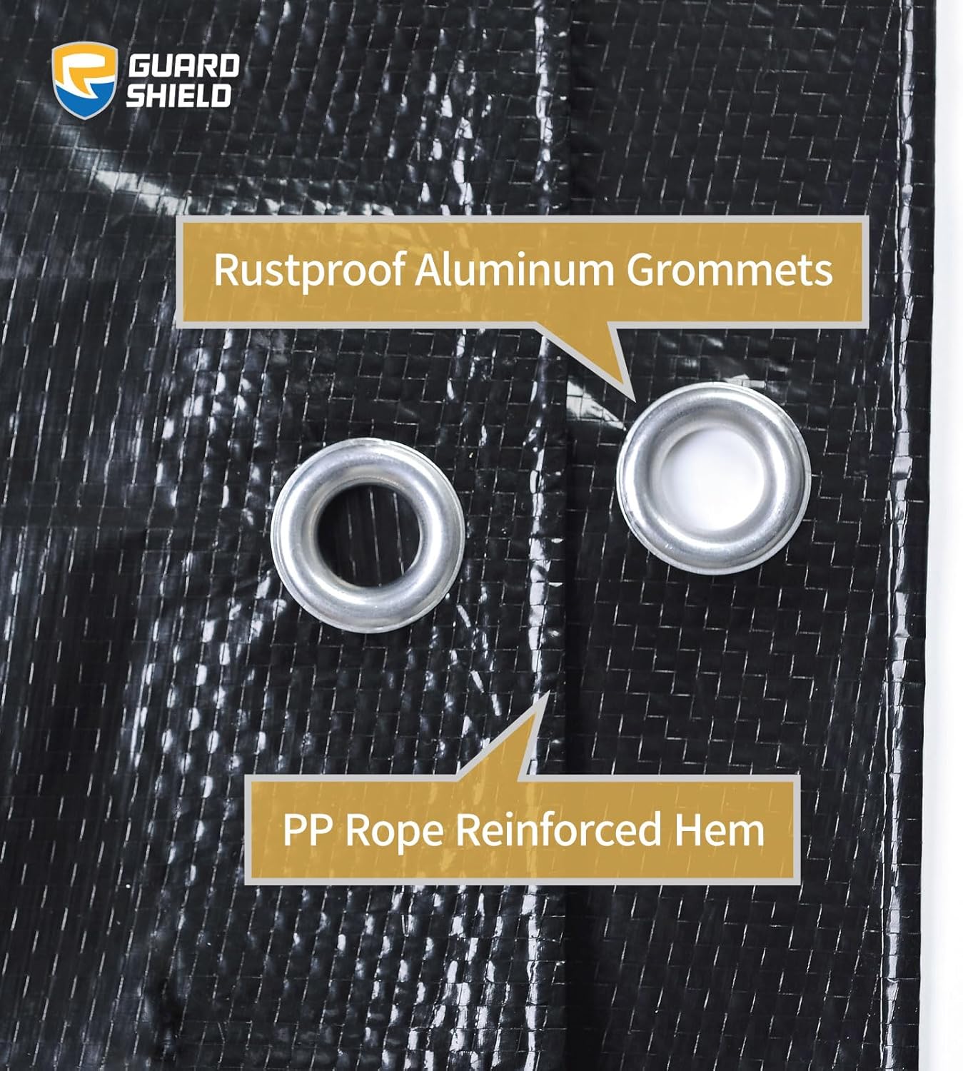 GUARD SHIELD Black Tarp 8x8 Feet Waterproof Tarps Lightweight Camping Tarp Outdoor Multi Purpose Poly Cover 6mil