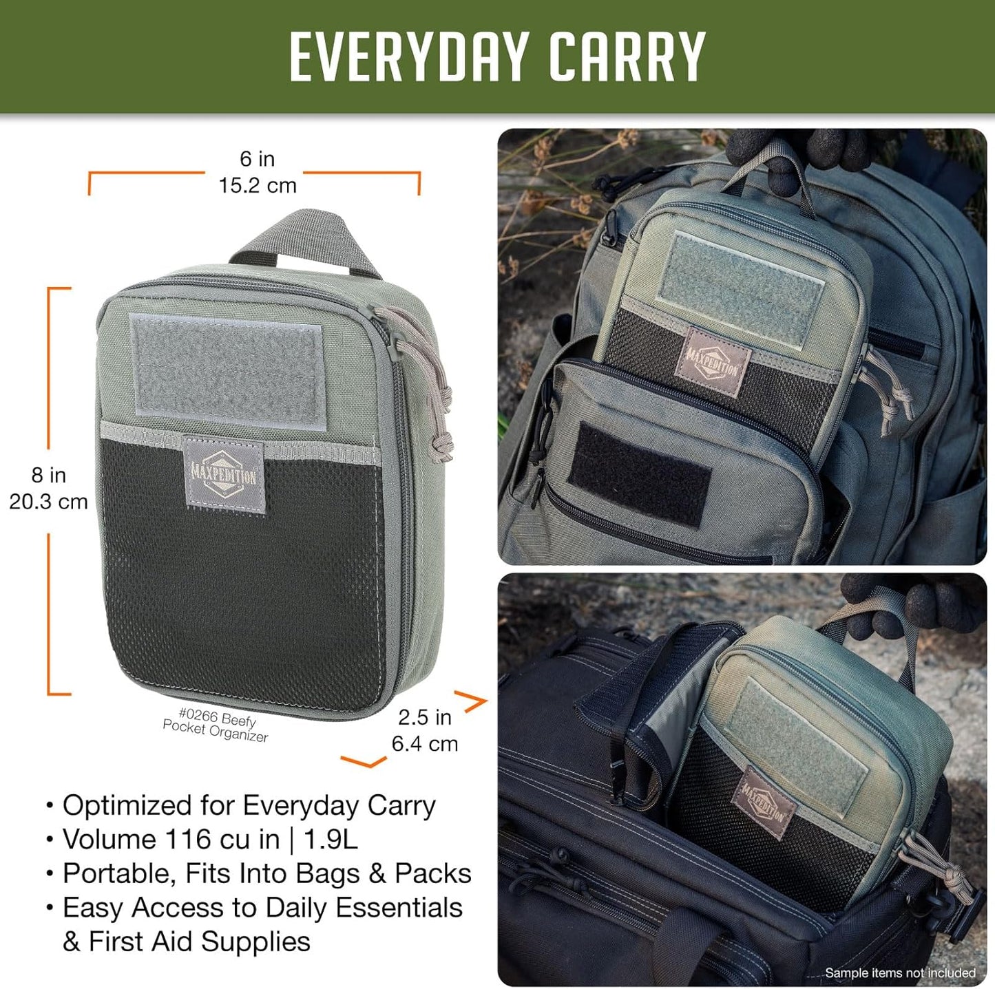 MAXPEDITION Beefy Pocket Organizer, Compact, MOLLE-Compatible, 1000D Nylon Tactical Pouch, Everyday Carry Tool and Gear Storage for Outdoor, Tactical, Survival, 0266