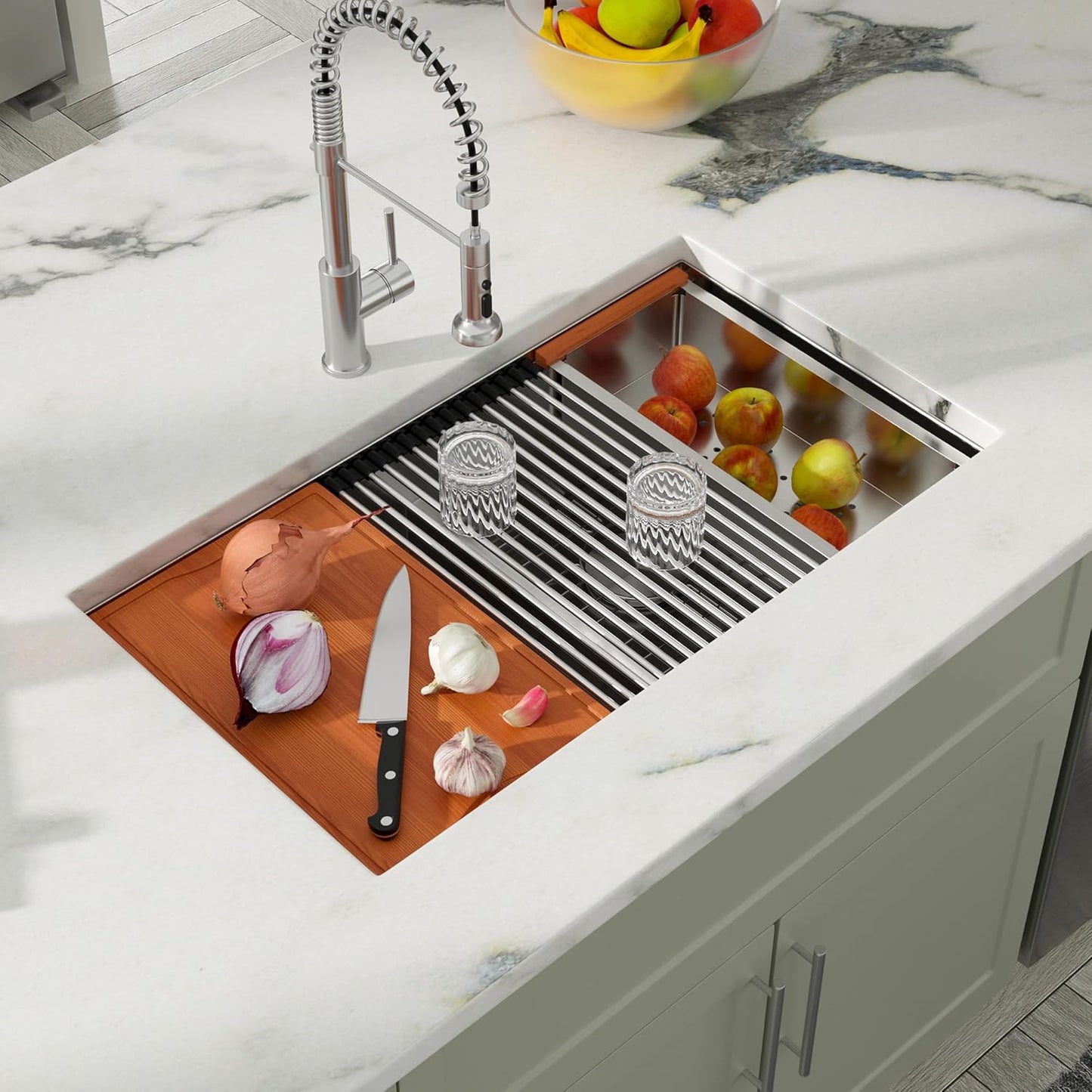 Dcolora 36 Inch Large Double Bowl Low-Divide Kitchen Sink Undermount 16 Gauge Stainless Steel 50/50 Split with Workstation, 36"x19"x10" Double Basin, DC-U7738