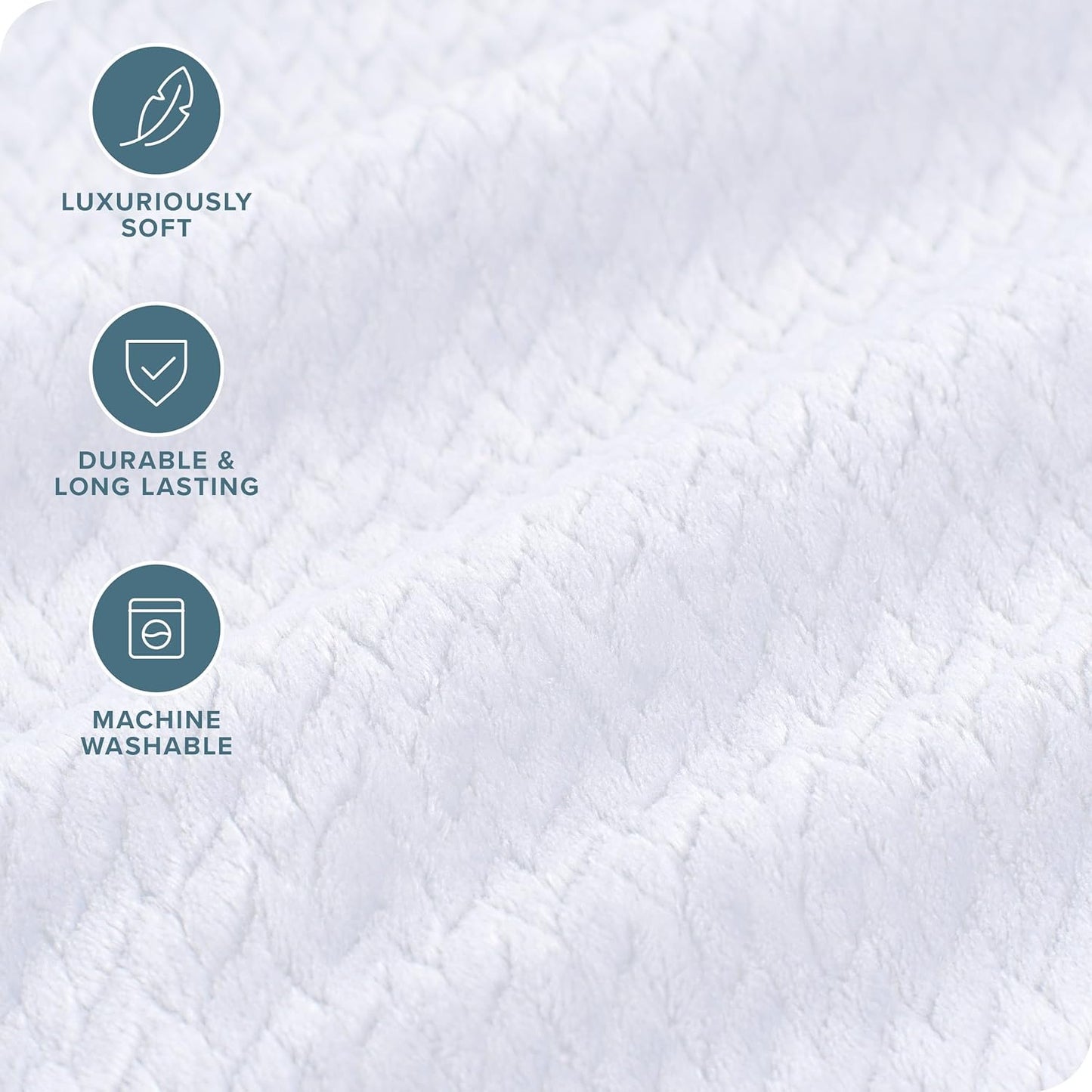 Bare Home Textured Fleece Blanket - Twin/Twin Extra Long - Ultra-Soft Lightweight for Bed, Sofa, and Couch - Luxury Microplush - Cozy Warm Blanket (Twin/Twin XL, Chevron White)