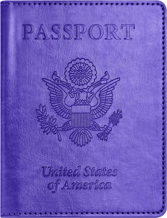 Passport and Vaccine Card Holder Combo, Passport Holder with Vaccine Card Slot, Passport Wallet, Passport Cover, Passport Case, Passport Holder for Women and Men(AKA-Bright purple)