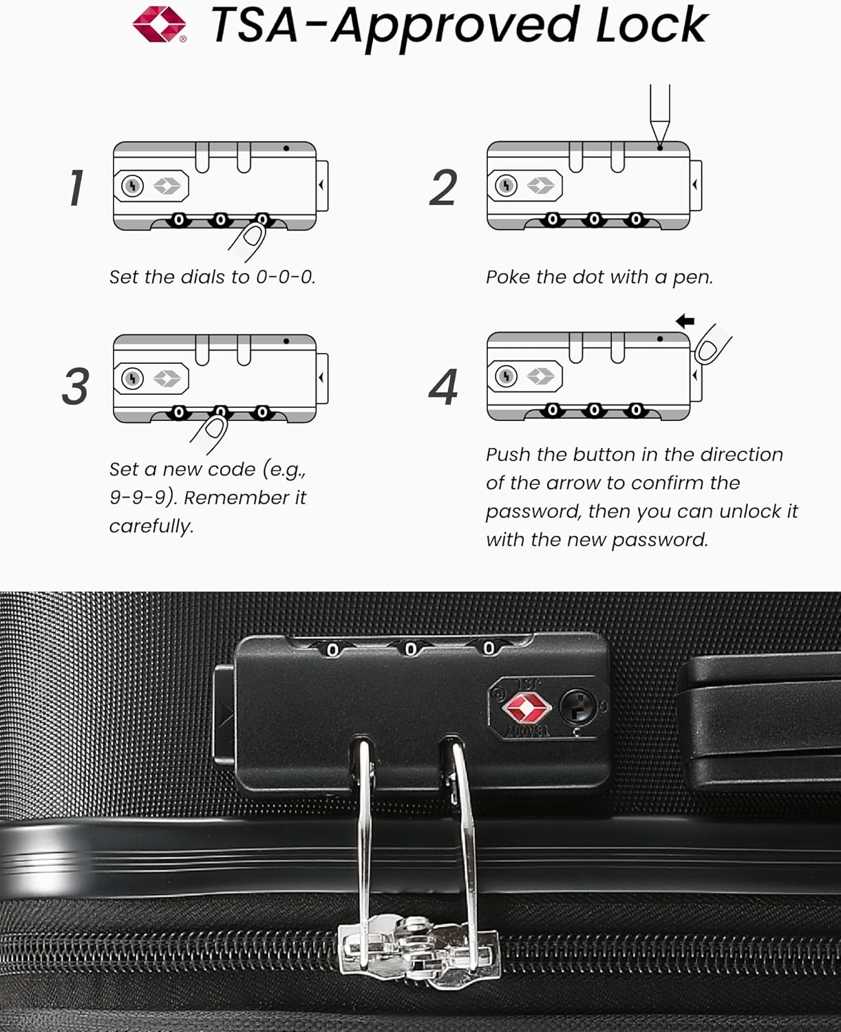 28 Inch Luggage, Expandable Hardside Large Checked Suitcases with Wheels, Black