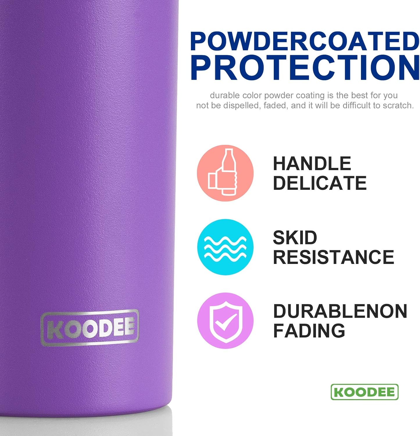 koodee 20 oz Skinny Tumbler (2 Pack) Stainless Steel Double Wall Insulated Water Tumbler Cup with Straw, Slim Travel or Women Diy Birthday Gift (Purple-Pink)