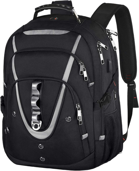 18.4 Laptop Backpack for Men, 55L-60L Extra Large Gaming Laptops Backpack with USB Charger Port, TSA Friendly Flight Approved RFID Anti-theft Pocket, Water Resistant Suiltable for Travel Business Work