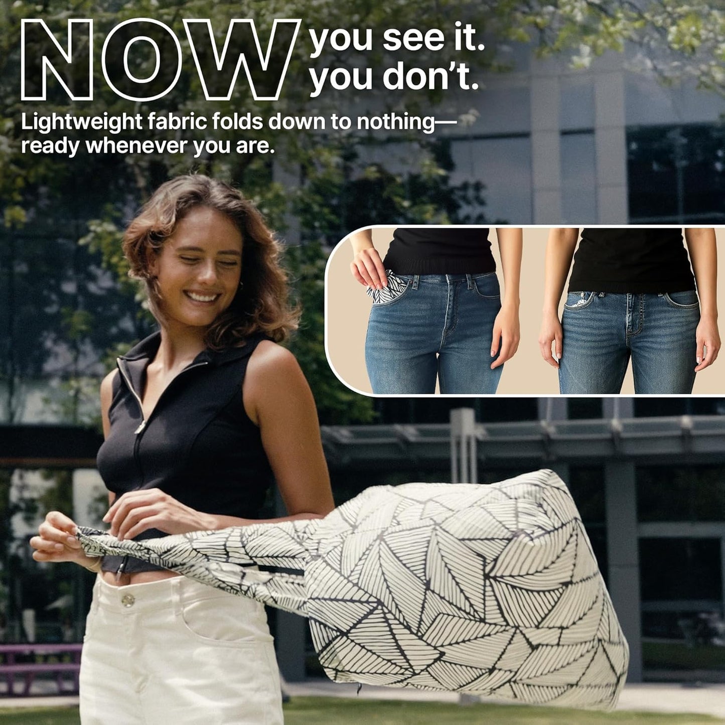 Nanobag Ultra-Lightweight Heavy Duty Foldable Tote for Women & Men, Reusable Grocery & Travel Bag, Packable Collapsible Compact Market Essential (XL Stars)