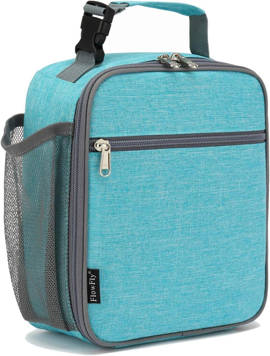 FlowFly Kids Lunch box Insulated Soft Bag Mini Cooler Back to School Thermal Meal Tote Kit for Girls, Boys, Sea Blue