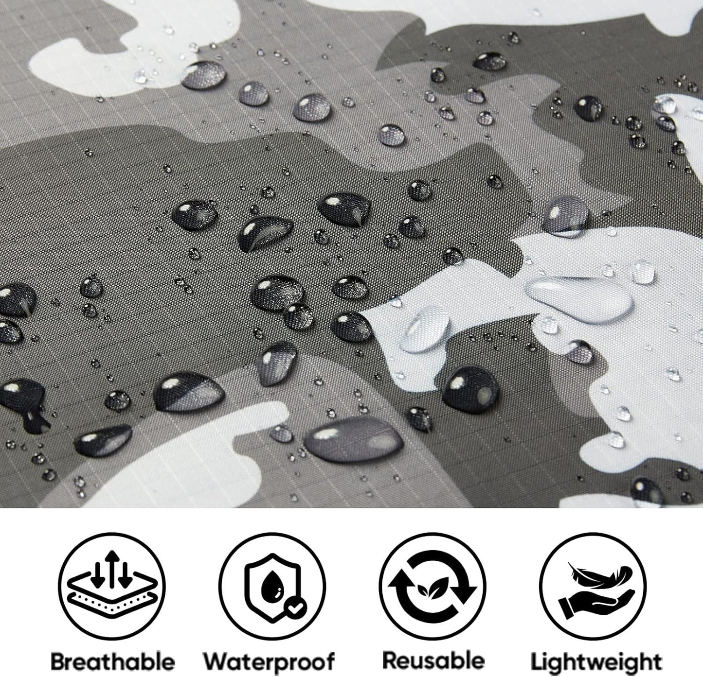 PTEROMY Hooded Rain Poncho for Adult with Pocket, Waterproof Lightweight Unisex Raincoat for Hiking Camping Emergency